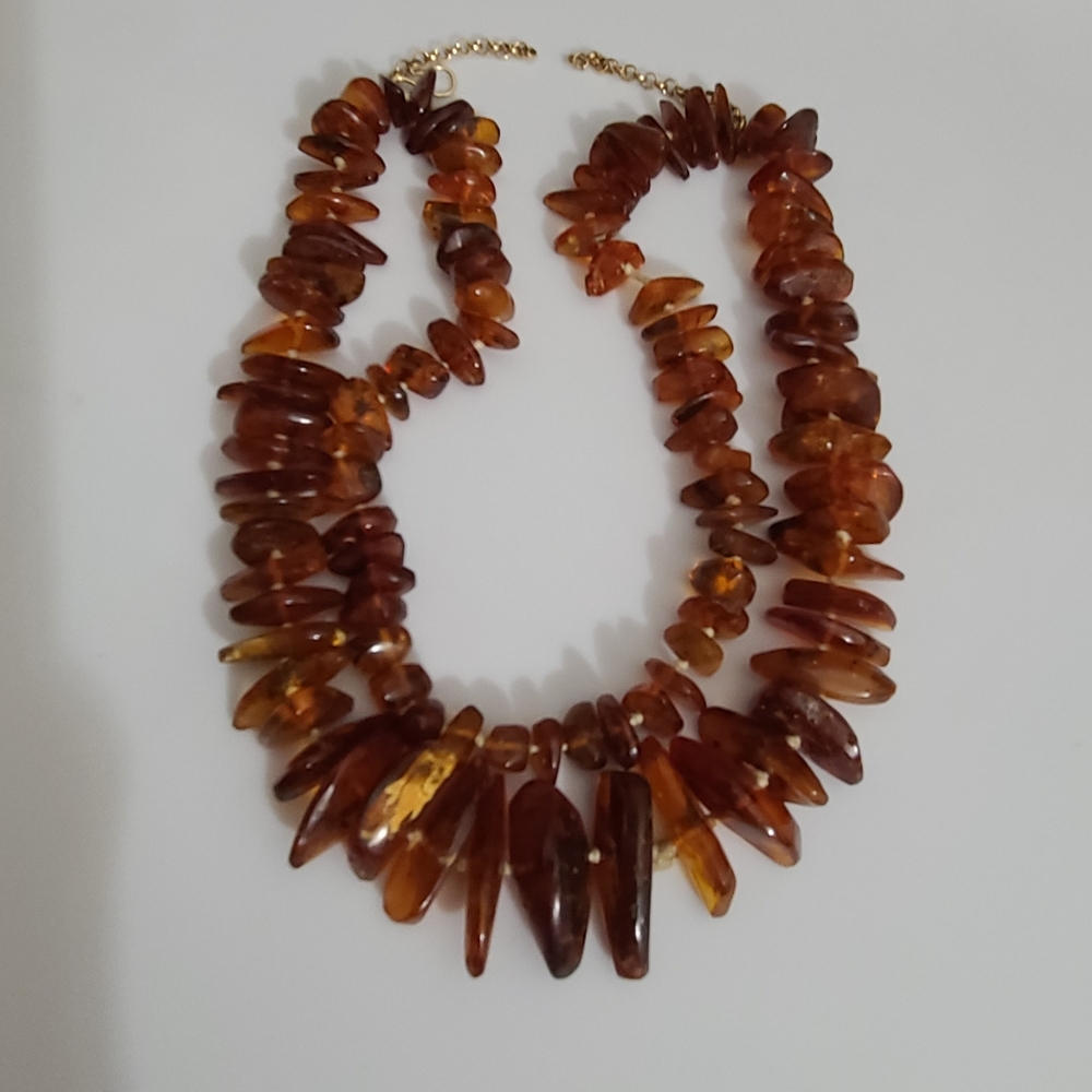 Vintage AMBER necklace Double Strand Chunky Estate 19.5" Baltic Honey - Picture 7 of 9